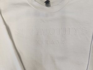 St. Timothy's Titans White on White Crew Sweatshirt