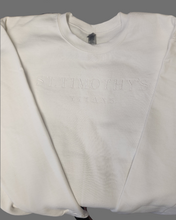 Load image into Gallery viewer, St. Timothy&#39;s Titans White on White Crew Sweatshirt