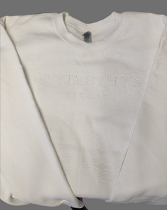 St. Timothy's Titans White on White Crew Sweatshirt