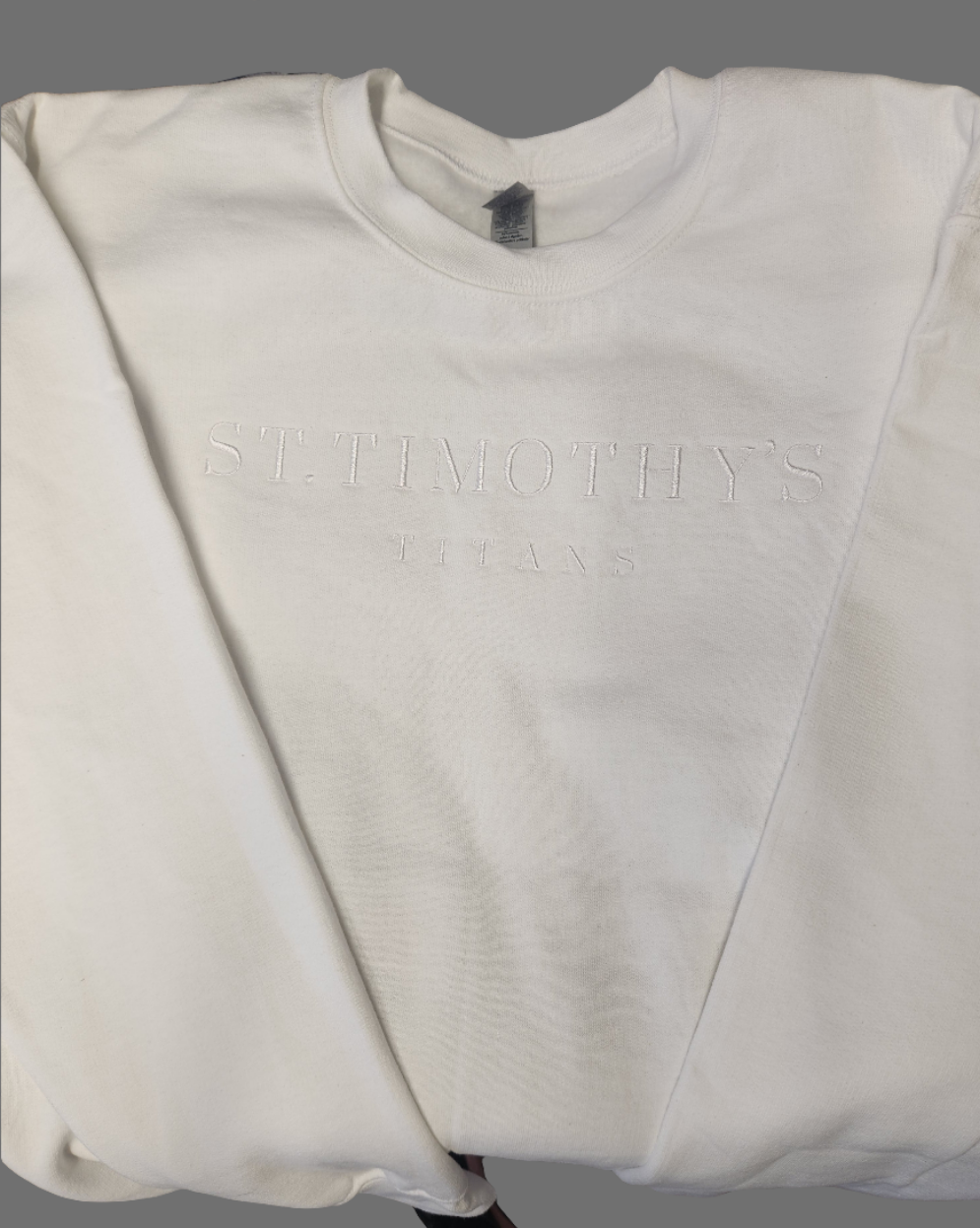 St. Timothy's Titans White on White Crew Sweatshirt